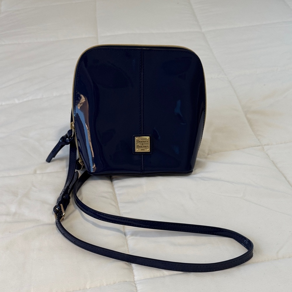 Dooney & Bourke Glossy Patent Leather Navy Crossbody Bag
